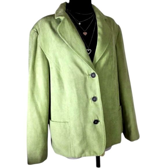 Dressbarn Vibrant Green Suede Like Blazer Size 16w - Picture 4 of 17